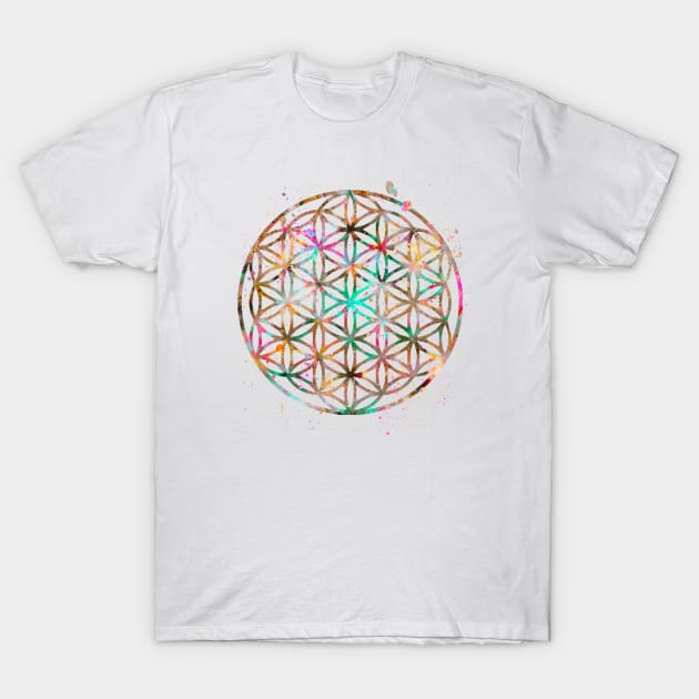 Flower Of Life Watercolor Painting 2 T-Shirt by Miao Miao Design